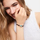 Leather bracelet with a green crystal